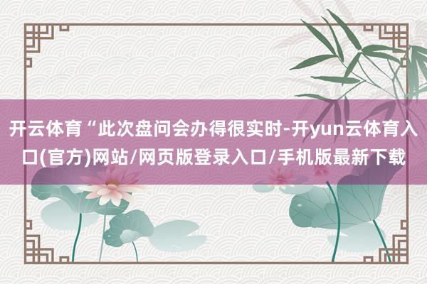 开云体育“此次盘问会办得很实时-开yun云体育入口(官方)网站/网页版登录入口/手机版最新下载